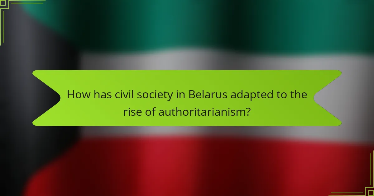 How has civil society in Belarus adapted to the rise of authoritarianism?